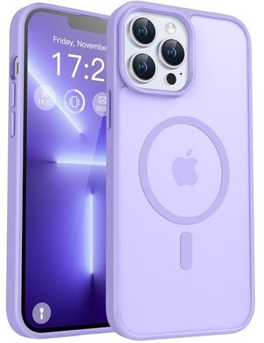 PuyaTeya für iPhone 13 pro max Hülle, mit Magnetisch, Militärschutz Transluzent matt stoßfest Anti-Kratzen/Anti-Fingerprint/Anti-Glatte Handyhülle für iPhone 13 pro max (Hell Lila)