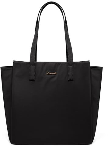 LOVEVOOK Handtasche Laptoptasche 15.6 Zoll Shopper Tasche Damen Groß Tote Bag Women Mit Reißverschluss Einkaufstasche Arbeitstasche Lehrertasche Schultertasche für Schule Uni Büro Reisen, Schwarz