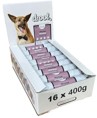 Drool Pet Products Dog Food Pate | Multi pack 16 x 400g Premium Pate | Dog Meat Tube 16 x Moose