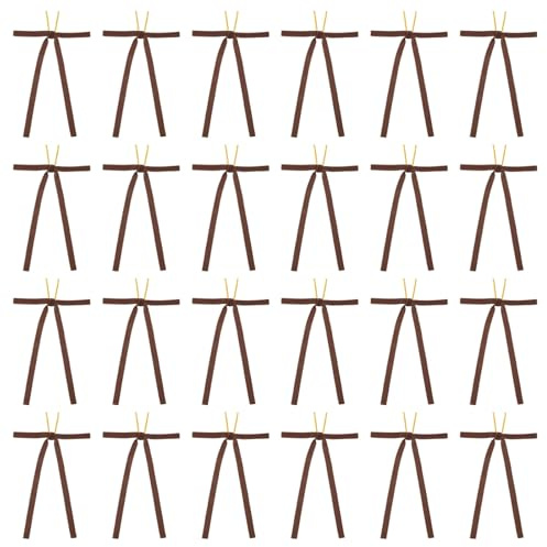 PATIKIL 1 cm Schleifen Deko, 24 Stück Samtbänder Schleifenknoten, Weihnachtsschleifen Geschenkverpackung für Heimdekoration, Weihnachtsbaum, Adventskranz, 12.7 x 17.8 cm, Braun