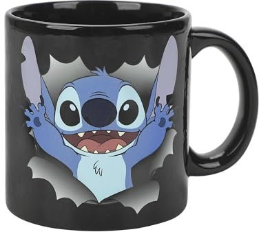 Disney Stitch Breaking Barrier, tazza in ceramica nera reattiva al calore, 470 ml