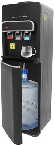 Wasserspender Trinkwasserspender Heißwasser Kaltwasser Spender für 5 Gallonen Flasche 550W Heizleistung 75W Kühlleistung für Büro Zuhause mit einfachem Flaschenwechsel (Schwarz)