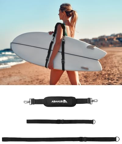 Abahub SUP Kajak Tragegurt Schultergurt Tragehilfe für Paddle Board | Verstellbarer, mit Clips , für Paddle Board Kajak Kanu Surfbrett, Paddleboard Paddle Board Zubehör, Shwarz