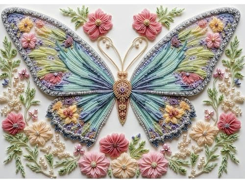 Sutinban 1000 Piece Jigsaw Puzzle for Adults Peal Butterfly and Flower Pattern Challenging Jigsaw Puzzles 1000 Piece Artwork Decor Intelligence Puzzles for Family Games