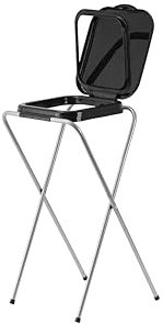 ECHTWERK Support pour sac poubelle avec couvercle – Porte-sac robuste pour sacs de 70 à 100 litres, avec anneau de fixation, cadre en acier et couvercle en plastique, 38 x 36 x 75 cm, noir