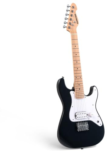 SONICAKE Guitarra Eléctrica para Niños 30, Cuerpo de Madera Maciza con Pastilla Humbucker, Mástil y Diapasón de Madera de Una Pieza, Guitarra Junior QGT-50