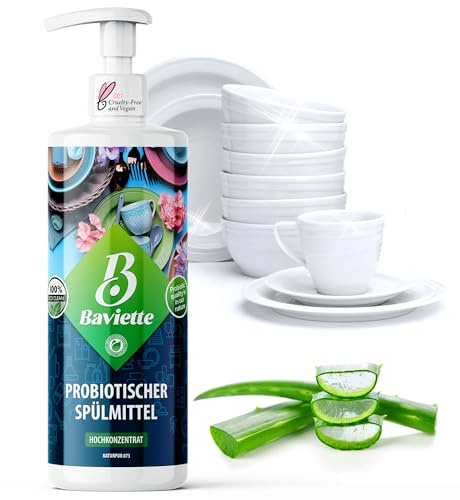 Baviette Handgeschirrspülmittel 500ml mit Aloe Vera – Sanfte & effektive Reinigung für Geschirr – Hautfreundlich, ergiebig & angenehm duftend für eine gepflegte Küche