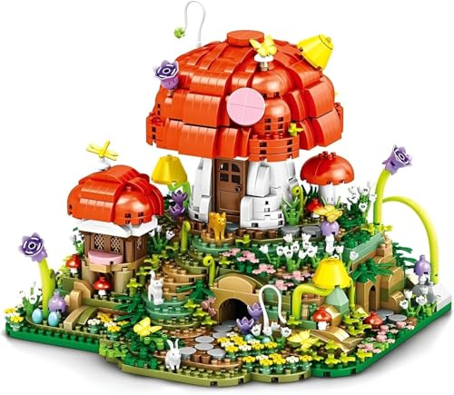 PlayExquizen Pilz Room House Mini Bausteine Bausatz, 2798 Teile Kreatives Pilz Home Baumhaus Micro Klemmbausteine, Büro Heim Ideas architektonisches Decoration, Geschenk für Erwachsene und Kinder