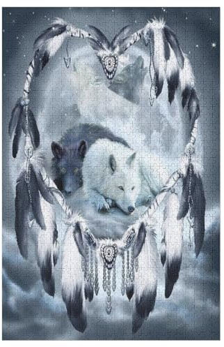 Wolf Puzzles 1000 Teile Erwachsener Kniffel Spaß Für Die Ganze Familie, Holzpuzzle Kinder Erwachsene, Impossible Puzzle Schwer 78×53cm