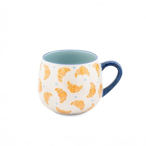 Sass & Belle Croissant Stamped Ceramic Mug – Cute Novelty Coffee Cup for Tea or Hot Drinks – Unique Gift for Mum, Her, Him – Sass and Belle Mug for Kitchen, Office, or Home