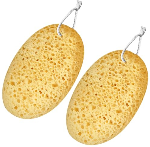Lot de 2 éponges de bain | Éponges de douche | Éponges exfoliantes ultra-douces pour la peau sèche et sensible | Éponge naturelle pour adultes, femmes et hommes