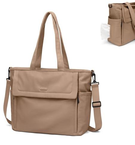 GOLF QUALITY 22L Puffer Wickeltasche Damen, Lässige Umhängetasche für Mütter, Geräumige Wickeltasche für Unterwegs, Champagnerbraun
