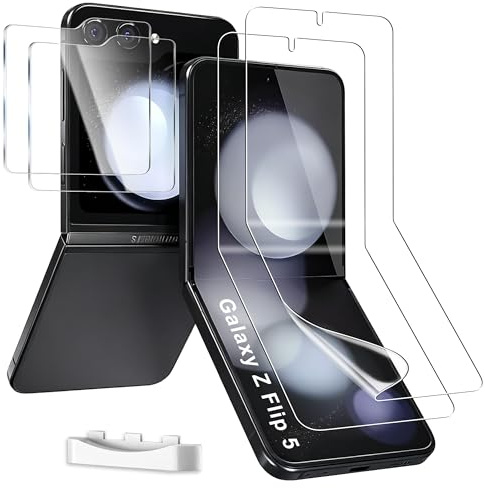 2+2+1 For Samsung Galaxy Z Flip 5 Screen Protector and Camera Lens Protector, with Upgrade Alignment Tool, No Folding Cease, No Edge Lifting, Bubble Free, For Samsung Z Flip 5 5G Tempered Glass