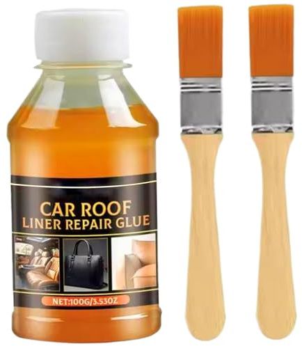 Auto-Dachhimmel-Kleber, Dachhimmel-Kleber, 100 ml, wasserdichter, hochtemperaturbeständiger Flüssigkleber mit 2 Pinseln für verschiedene Autoreparaturen, für Autos