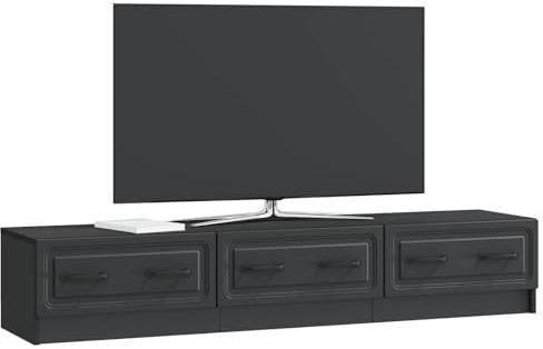 vidaXL TV-Schränk Schwarz 147 x 34,5 x 27 cm Holzwerkstoff, Moderner Medien-Lowboard, Holzschrank, schickes Design, platzsparende Lösung für Dein Wohnzimmer, viel Stauraum
