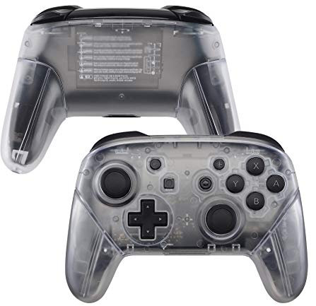 eXtremeRate Full Case Set für Nintendo Switch Pro Controller, DIY-Ersatz Frontplate&Rückseite Gehäuse&Giffe Hülle, Abdeckung Ersatzteile für Switch Pro Controller(Transparent)