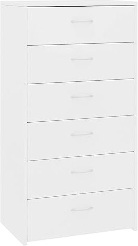 vidaXL Sideboard mit 6 Schubladen Kommode Anrichte Schrank Beistellschrank Mehrzweckschrank Schubladenkommode Weiß 50x34x96cm Holzwerkstoff