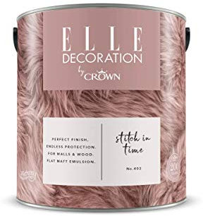 Crown ELLE DECORATION Stitch In Time No. 402, 2,5 L, extra-matte Premium Wandfarbe für Innen, für Wände und Holz, hohe Deckkraft, Innenfarbe,skurriles Rosa