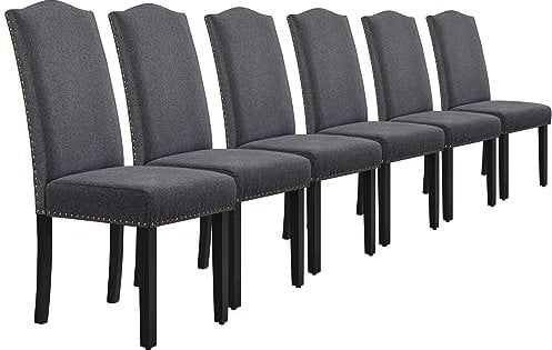 Yaheetech Dining Chairs Set of 6 Kitchen Dining Room Chairs with High Back and Padded Seat for Home/Kitchen/Restaurants, Dark Grey