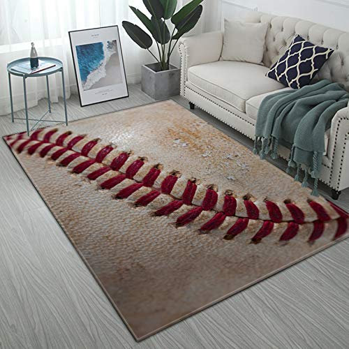 Ormis Teppich, bedruckt mit schmutzigem Baseball mit roten Nähten, moderner Flanell-Mikrofaser, rutschfeste Bodenmatte für Wohnzimmer, Schlafzimmer, 2,8 x 1,5 m