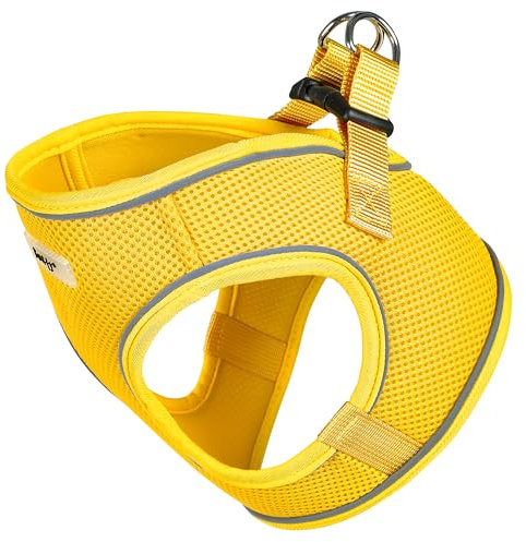 Voyage Dog Harness, X-Small - Anti Pull, Escape Proof Harness, Lightweight & Durable, Reflective Trim, Breathable Padded Mesh, Easy Fit, Lead Attachment - Extra Small, Yellow