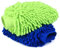 agnirame 2 Pack Large Size Navy Blue Car Wash Mitt, Premium Chenille Microfiber Lint Wash Glove, Scratch-Free Chenille Car Cleaning Mitt (blue-yellow)