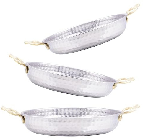 spar-home® 3er Set Pfannenset - Edelstahlpfanne Induktion Pfanne Edelstahl mit Kupfereffekt Induktionspfanne Pfanne Set Induktionsgeeignet Bratpfanne Servierpfanne (16 & 18 & 20 cm)
