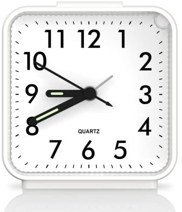 OQIMAX Silent Alarm Clocks, Large Display Bedside Alarm Clock, Non ticking Battery Powered Bedside Clocks with Luminous Dial, Night Light, Snooze Function, Easy to Read for Heavy Sleepers Kids Travel