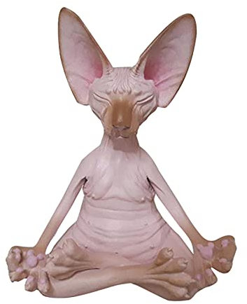 BYYLECL Katze Sphynx Katze Meditation Statue Sammlerstück Figuren Yoga Entspannte Pose Buddha Meditation Sphynx Katze Sammlungen Katzenstatue für Home Office Auto Schreibtisch Dekoration Rosa