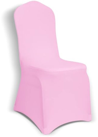 Kapwall Lot de 12 housses de chaise en élasthanne extensible et lavable pour mariage, fête et banquet Rose