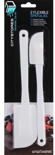 Citystores® CA 2 Flexible Spatulas White Heat-Resistant Non-Stick Silicone Cooking Utensils Set for Kitchen Baking Pancakes and More Bpa-Free Dishwasher Safe Spatula Set
