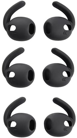 Silicone Ear Tips Replacement for Samsung Galaxy Buds3 (SM-R50) Earbuds, 3 Pairs (Black)