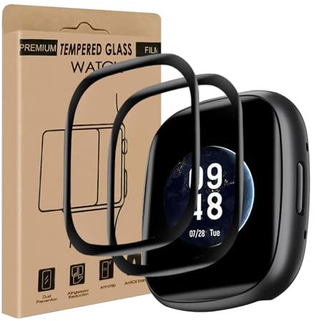 Bodyguard 2 Pack Verre Trempé pour Fitbit Versa 3/Sense/Sense 2 protection, tactile sensible sans bulles Fitbit Versa 3 vitre protection, résistant aux rayures, 3D Haute Fitbit Sense protection écran