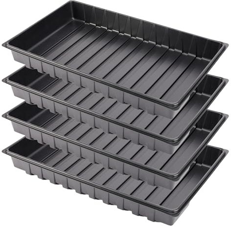 Garronda Confezione da 4 Vassoi Semenzaio Germinazione Vassoio di Coltivazione Vassoio per Piante Serra Piastra di Coltivazione Vassoio di Coltivazione Vassoio di Germinazione GD-0065 (53x32 cm; Nero)