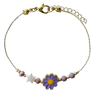 Tatra Jewellery Gold Plated Chain Handmade Floral Charm Bracelet White Daisy