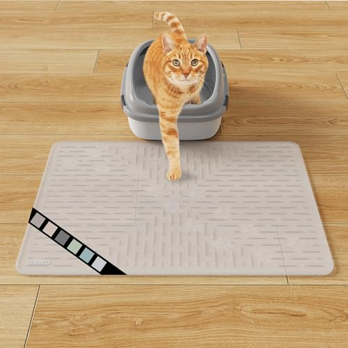 OHMO Katzenklo Matte aus Premium-Silikon 60x40cm, wasserdicht und BPA-frei Katzentoilettenmatte, einfach zu reinigen und hält Ihr Zuhause sauber (Transparent)