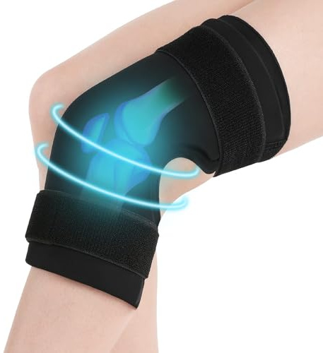 ABUBU Pack 2: Rodillera de Gel para Terapia Frío y Calor, Reutilizable Lesiones Dolor de Rodilla Esguinces Artrosis Menisco + Rodillera elástica silicona con imanes, compresión, terapia magnética