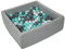 Velinda Bällebad Ballpool Kugelbad Bällchenbad Kinder-Pool mit 300 Bällen/90x90cm (Farbe der Bälle: weiß, grau, türkis)