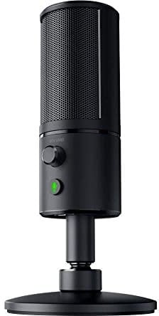 Razer Seiren X - Streaming USB Condenser Microphone (Compact with Damper, Supercardioid Recording Pattern, No Latency, Mute Button, Headphone Jack) Black