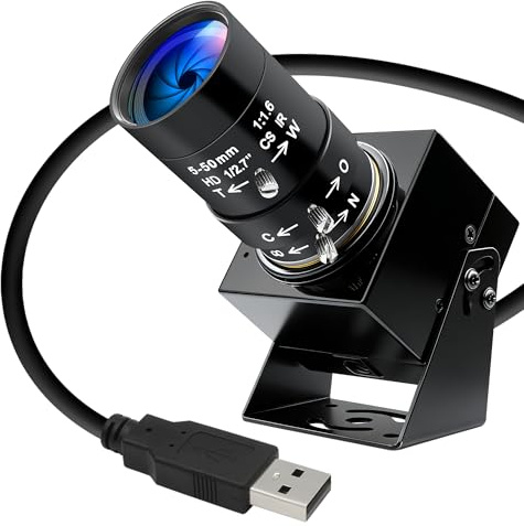 ELP Cámara USB de alta velocidad (1080p@30fps, 720p@60fps, 480p@120fps), zoom manual de 10x, cámara web de seguridad UVC Plug and Play para Lightburn, grabado láser e impresora 3D (Windows, Linux, Mac