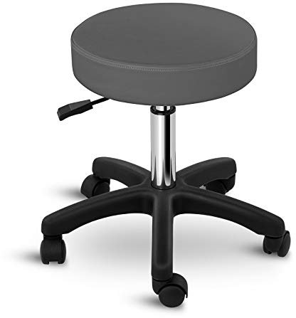Physa Rollhocker Arbeitshocker mit Rollen Drehhocker Aversa Grey (grau, höhenverstellbar, max. 150 kg)