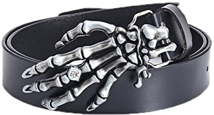 each women Totenkopf Hand Ledergürtel Schwarz Braun Skelett Pu Gürtel Punk Vintage Totenkopf Gürtel
