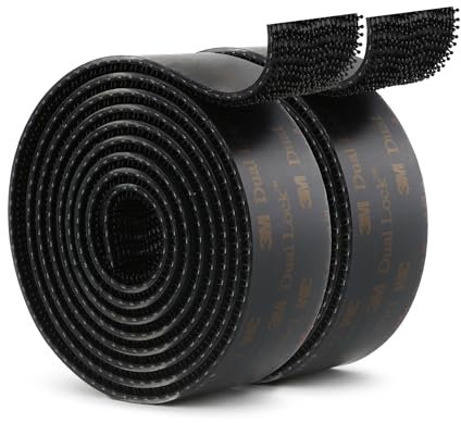 3M Dual Lock SJ3550 25mm x 1.2m Black 2 Pack Reclosable Fastener Mounting Tape Interlocking Mushroom shaped Strong Adhesive Hook Lock Sticy Tape for Indoor and Outdoor