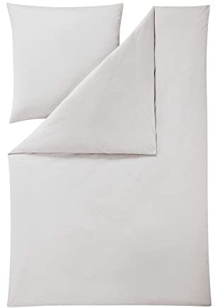 ESTELLA Mako Interlock Jersey Bettwäsche Uni Takoma Silber, 1 Bettbezug 155 x 200 cm + 1 Kissenbezug 80 x 80 cm