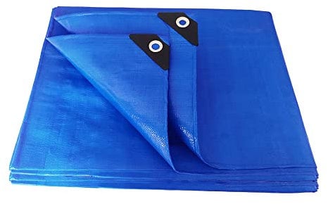 ANSIO Tarpaulin 3m x 4m / 10ft x 13ft Tarpaulin Sheet 70 GSM Economy Tarpaulins - Blue