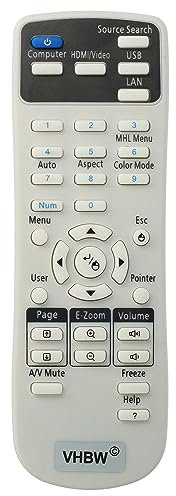 vhbw Fernbedienung kompatibel mit Epson EB-U04, EB-U32, EB-W04, EB-W32, EB-X31, EX5250 PRO, EX7240 PRO, EX9200 PRO Beamer - Ersatzfernbedienung