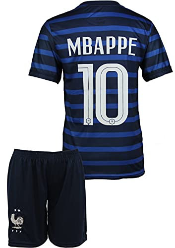 Mefstone Frankreich Heim Kylian Mbappe Kinder Trikot #10, 2021/2022 Saison, Kommt mit Shorts, Fußballfans (12-13 Jahre,hom,176)