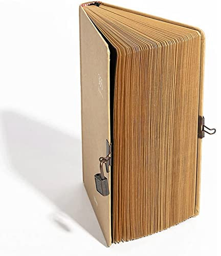 LIOONS Dick Retro 365 Tage Notizbuch Einfaches Tagebuch Kraftpapier Notizblock Buch Tagebücher Agenda Planer Dickes Papier Tagebuch mit Schloss Wohnung