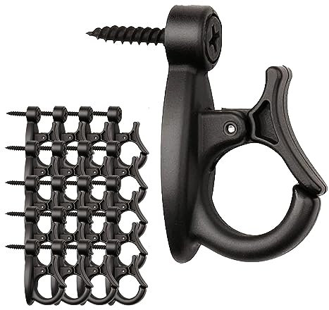 BigKing Gancio Da Appendere, Confezione Da 20 Ganci a Forma Di Gancio per Luci Di Natale Con Vite a Croce per Appendere Luci a Corda, Luci E Filo Del Cavo, Piante, Campanelli a Vento(Nero)