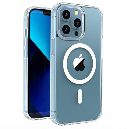 Mixroom - Cover Magnetica per iPhone 15 PRO, Compatibile con MagSafe, Custodia Antiurto Telefono, Ricarica Wireless, Retro AntiGraffio Trasparente